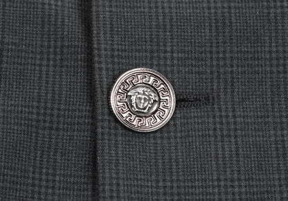 GIANNI VERSACE Silk Glen Check DB Jacket Gray Size 54