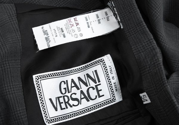GIANNI VERSACE Silk Glen Check DB Jacket Gray Size 54