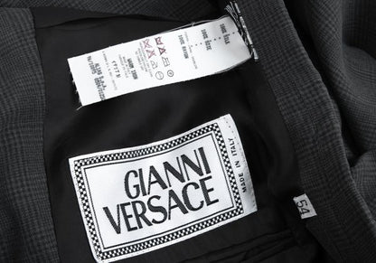 GIANNI VERSACE Silk Glen Check DB Jacket Gray Size 54