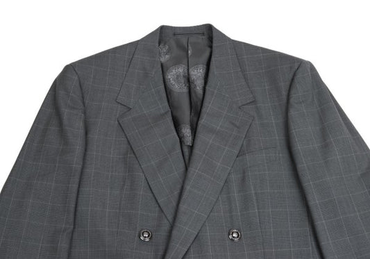 GIANNI VERSACE COUTURE Wool Medusa Glen Jacket Gray Size XL