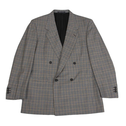 GIANNI VERSACE COUTURE Wool Glen Check Jacket Gray Size XL