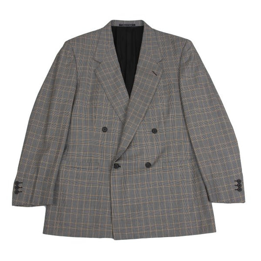 GIANNI VERSACE COUTURE Wool Glen Check Jacket Gray Size XL