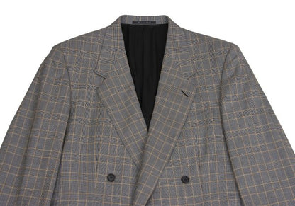 GIANNI VERSACE COUTURE Wool Glen Check Jacket Gray Size XL