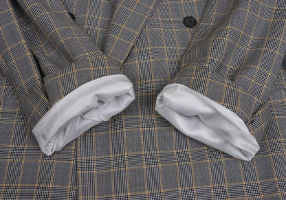 GIANNI VERSACE COUTURE Wool Glen Check Jacket Gray Size XL