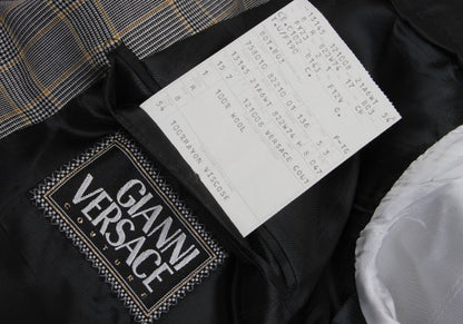 GIANNI VERSACE COUTURE Wool Glen Check Jacket Gray Size XL