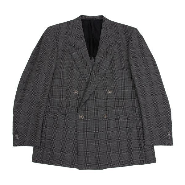 GIANNI VERSACE COUTURE Wool Check Double Jacket Gray Size XL