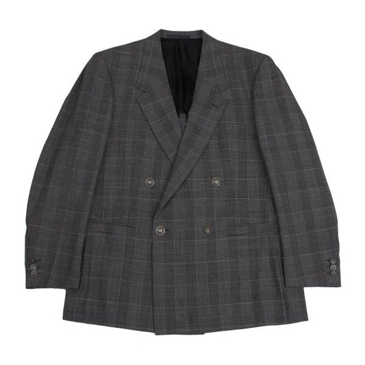 GIANNI VERSACE COUTURE Wool Check Double Jacket Gray Size XL