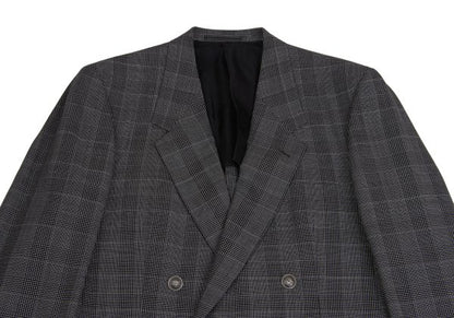 GIANNI VERSACE COUTURE Wool Check Double Jacket Gray Size XL