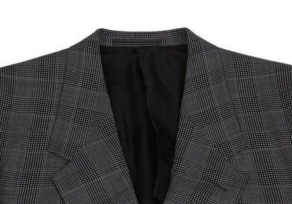 GIANNI VERSACE COUTURE Wool Check Double Jacket Gray Size XL