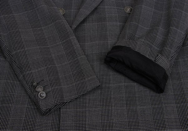 GIANNI VERSACE COUTURE Wool Check Double Jacket Gray Size XL