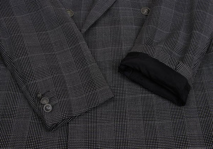 GIANNI VERSACE COUTURE Wool Check Double Jacket Gray Size XL