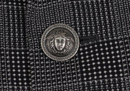 GIANNI VERSACE COUTURE Wool Check Double Jacket Gray Size XL