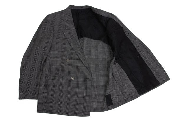 GIANNI VERSACE COUTURE Wool Check Double Jacket Gray Size XL