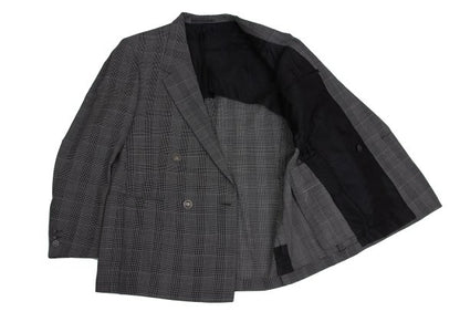 GIANNI VERSACE COUTURE Wool Check Double Jacket Gray Size XL