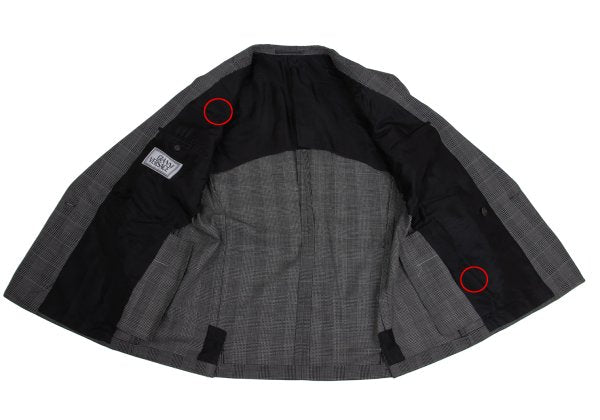 GIANNI VERSACE COUTURE Wool Check Double Jacket Gray Size XL