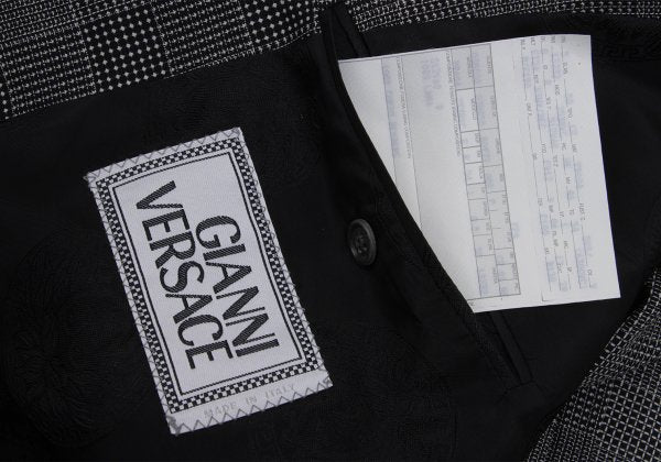 GIANNI VERSACE COUTURE Wool Check Double Jacket Gray Size XL