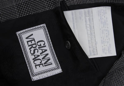 GIANNI VERSACE COUTURE Wool Check Double Jacket Gray Size XL