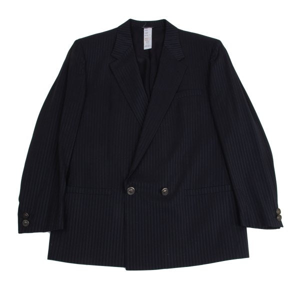 GIANNI VERSACE Wool Silk Shadow Stripe Jacket Navy Size 54