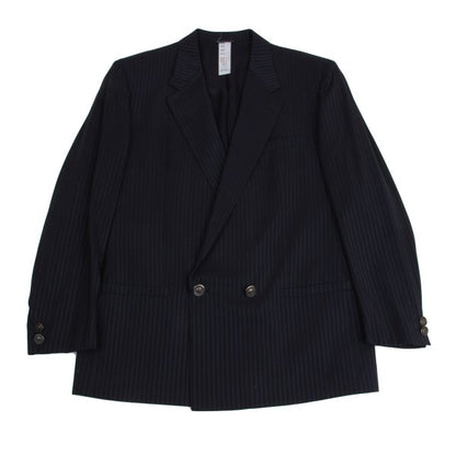 GIANNI VERSACE Wool Silk Shadow Stripe Jacket Navy Size 54