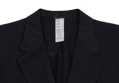 GIANNI VERSACE Wool Silk Shadow Stripe Jacket Navy Size 54