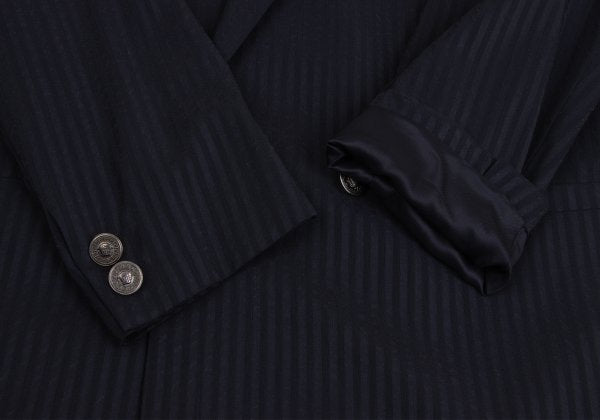 GIANNI VERSACE Wool Silk Shadow Stripe Jacket Navy Size 54