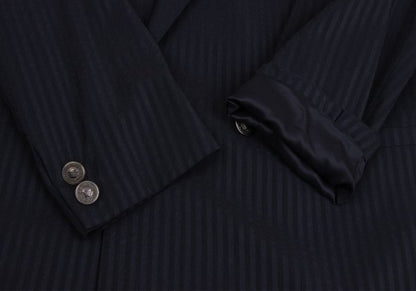 GIANNI VERSACE Wool Silk Shadow Stripe Jacket Navy Size 54