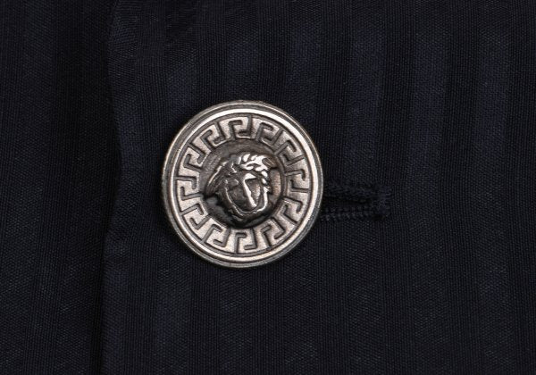 GIANNI VERSACE Wool Silk Shadow Stripe Jacket Navy Size 54