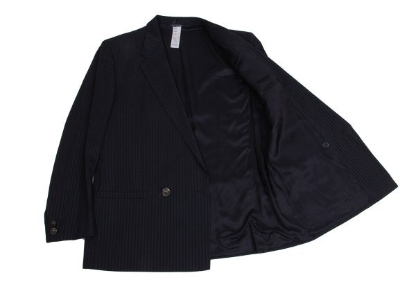 GIANNI VERSACE Wool Silk Shadow Stripe Jacket Navy Size 54