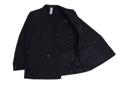 GIANNI VERSACE Wool Silk Shadow Stripe Jacket Navy Size 54