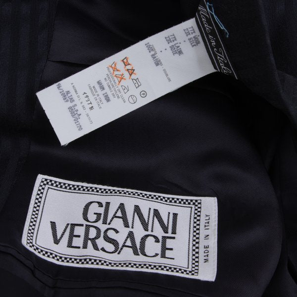 GIANNI VERSACE Wool Silk Shadow Stripe Jacket Navy Size 54