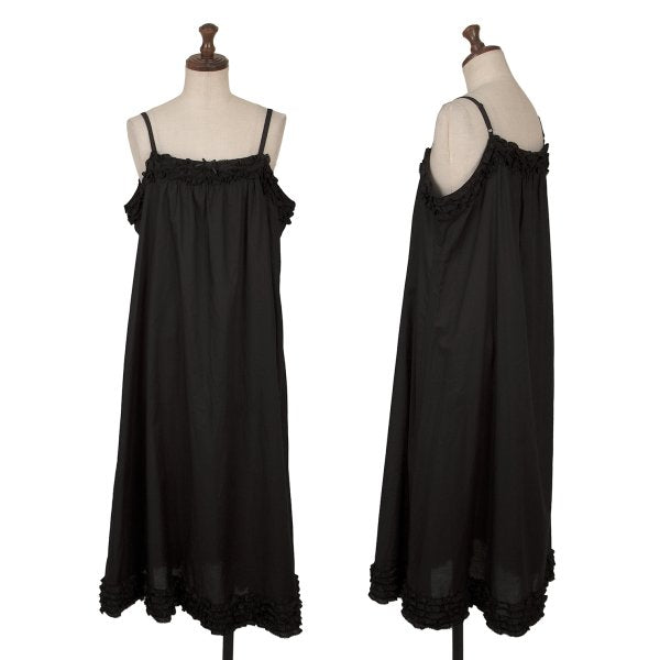 PINK HOUSE Cotton Frill Strap Midi Dress Black Size M