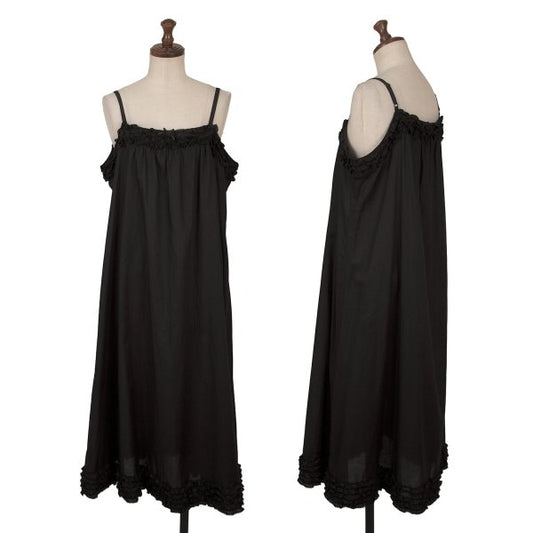 PINK HOUSE Cotton Frill Strap Midi Dress Black Size M