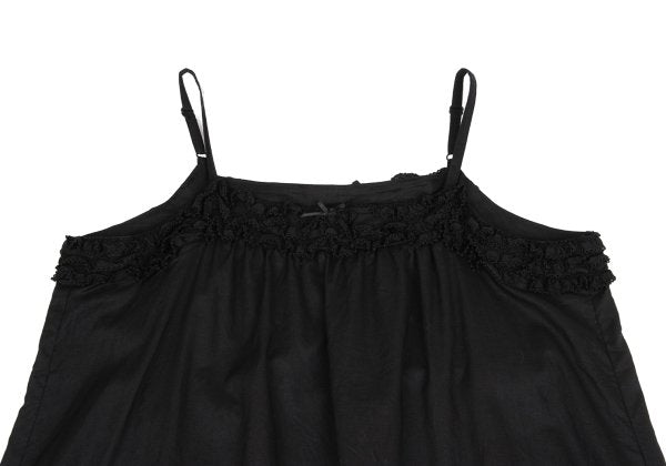 PINK HOUSE Cotton Frill Strap Midi Dress Black Size M