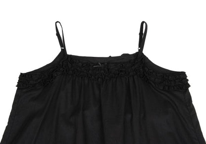 PINK HOUSE Cotton Frill Strap Midi Dress Black Size M