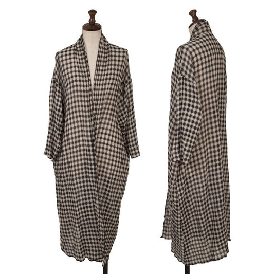 JURGEN LEHL Check Weave Long Cardigan Black & Ivory Size M