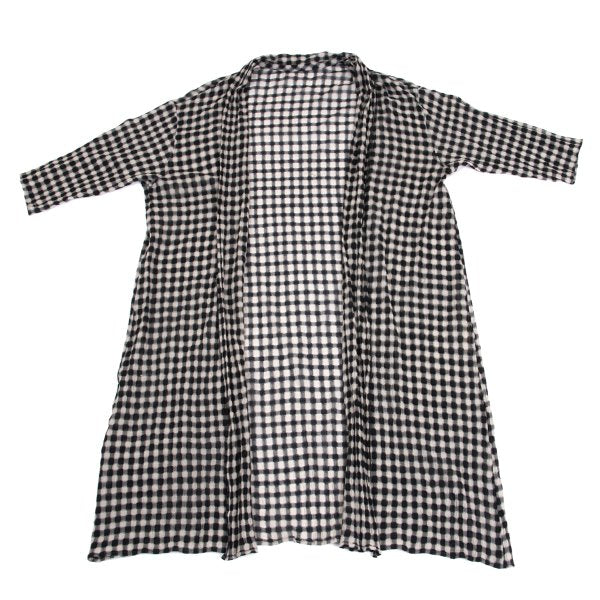 JURGEN LEHL Check Weave Long Cardigan Black & Ivory Size M