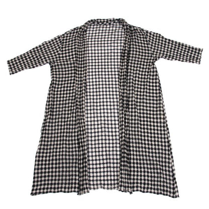 JURGEN LEHL Check Weave Long Cardigan Black & Ivory Size M