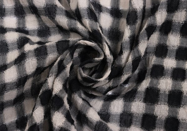 JURGEN LEHL Check Weave Long Cardigan Black & Ivory Size M