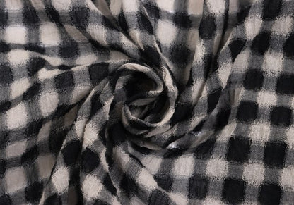 JURGEN LEHL Check Weave Long Cardigan Black & Ivory Size M