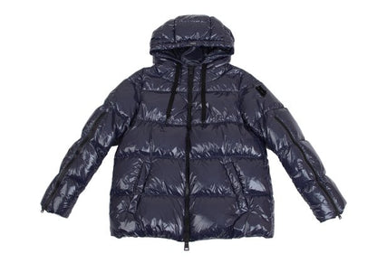 HERNO Coated Zip Down Jacket Navy Size 42
