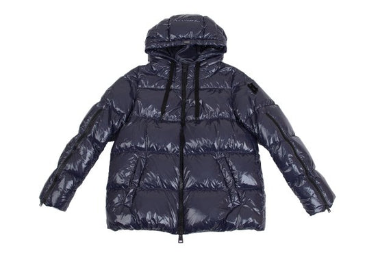 HERNO Coated Zip Down Jacket Navy Size 42