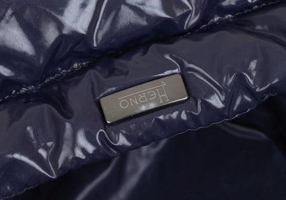 HERNO Coated Zip Down Jacket Navy Size 42