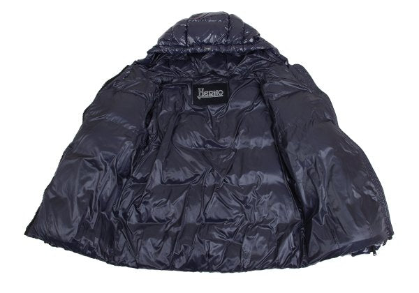 HERNO Coated Zip Down Jacket Navy Size 42