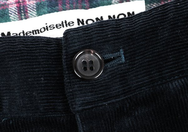 Mademoiselle NON NON Corduroy Checker Pants Navy Size 38M