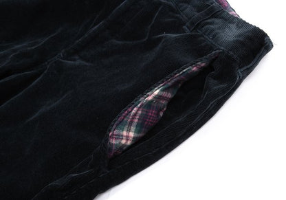 Mademoiselle NON NON Corduroy Checker Pants Navy Size 38M