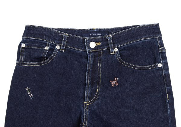NON NO Animal Embroidered Slim Jeans Indigo Blue Size S