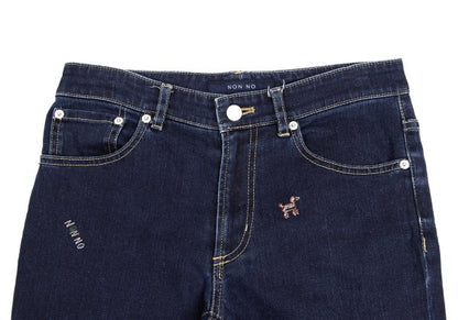 NON NO Animal Embroidered Slim Jeans Indigo Blue Size S