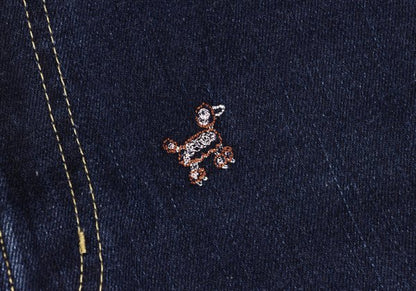 NON NO Animal Embroidered Slim Jeans Indigo Blue Size S