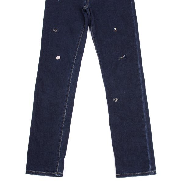 NON NO Animal Embroidered Slim Jeans Indigo Blue Size S