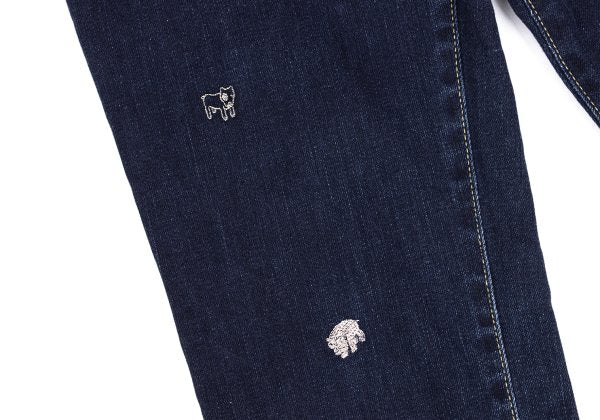NON NO Animal Embroidered Slim Jeans Indigo Blue Size S